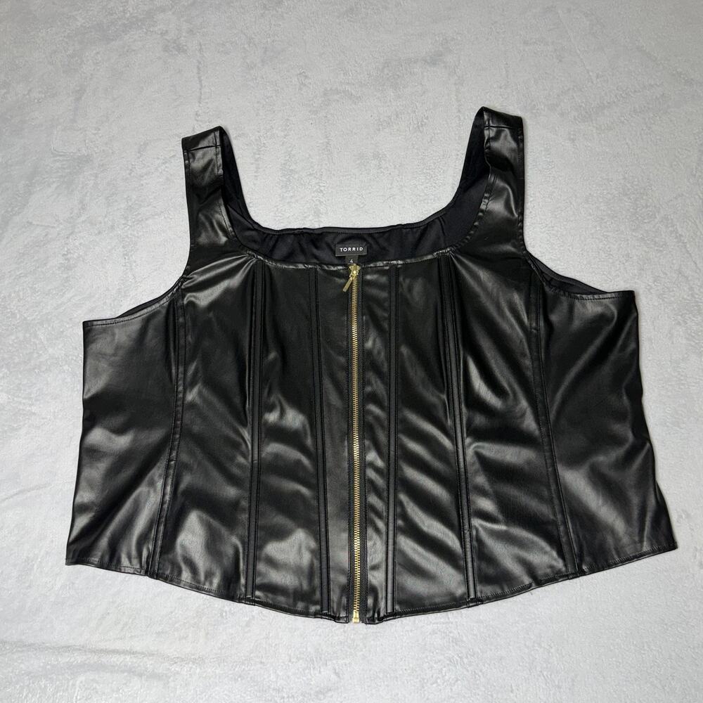 Torrid Faux Leather Zippered Corset Top - Size 4 Moto/Goth